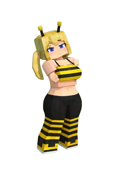 Bee themed character in Minecraft forest removebg preview